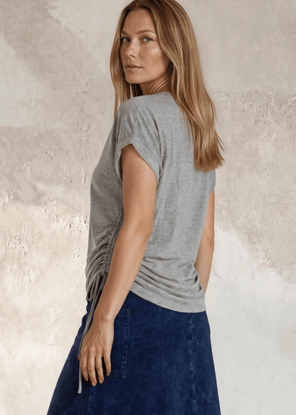 Rhonda Ruched Side Shirt in Heather Gray