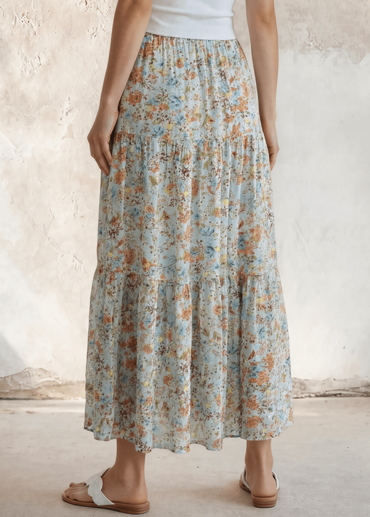 Frenzy Florals Three Tiered Floral Maxi Skirt