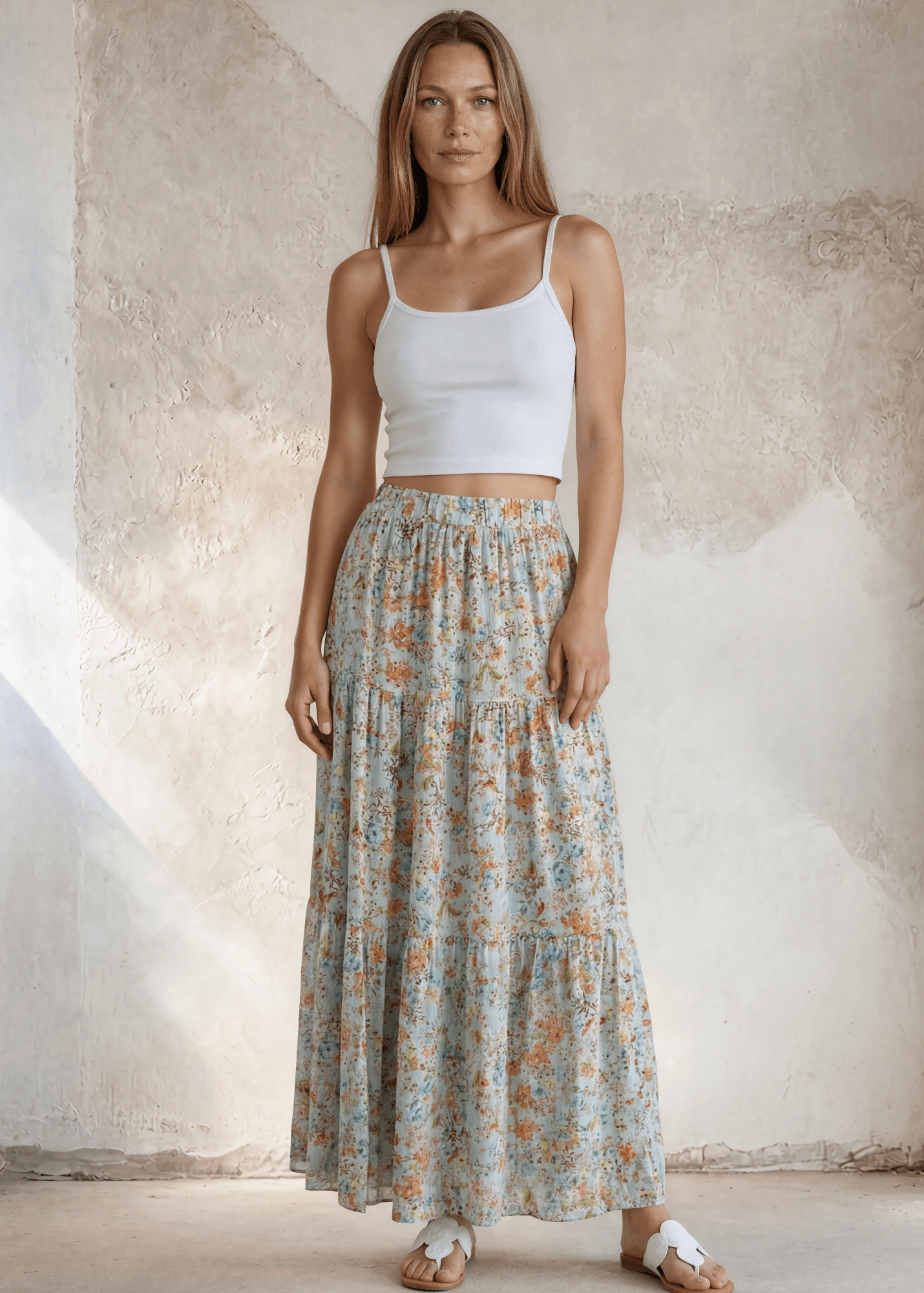 Frenzy Florals Three Tiered Floral Maxi Skirt