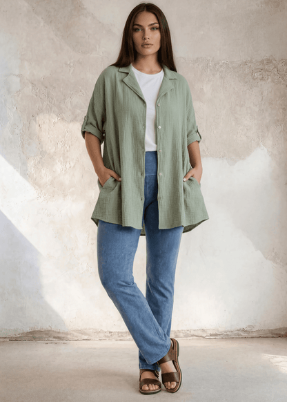 Ellie's Essential Cotton Stretch Bootcut Flare Plus Size Light Denim