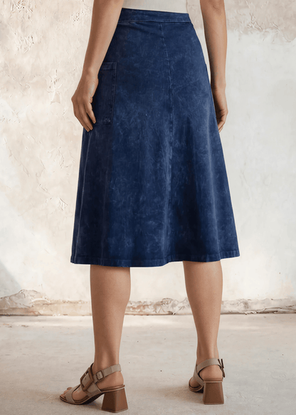 Ashville Versatile Cotton Skirt in Dark Denim