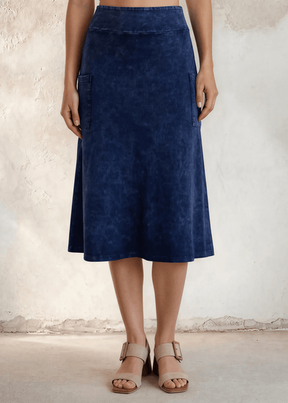 Ashville Versatile Cotton Skirt in Dark Denim