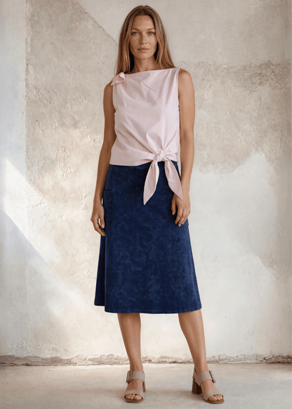 Ashville Versatile Cotton Skirt in Dark Denim