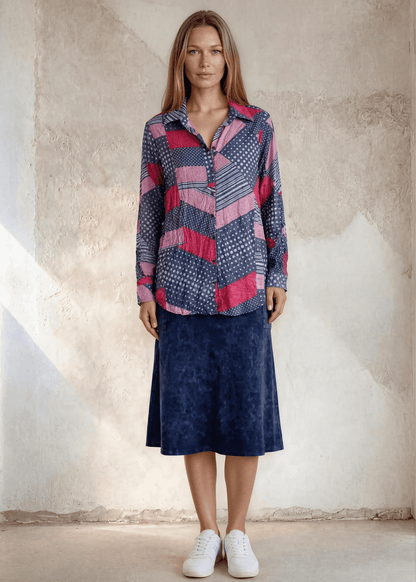 Ashville Versatile Cotton Skirt in Dark Denim