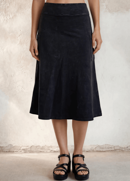 Ashville Versatile Cotton Skirt Black Denim