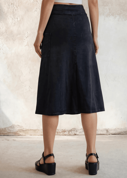 Ashville Versatile Cotton Skirt Black Denim