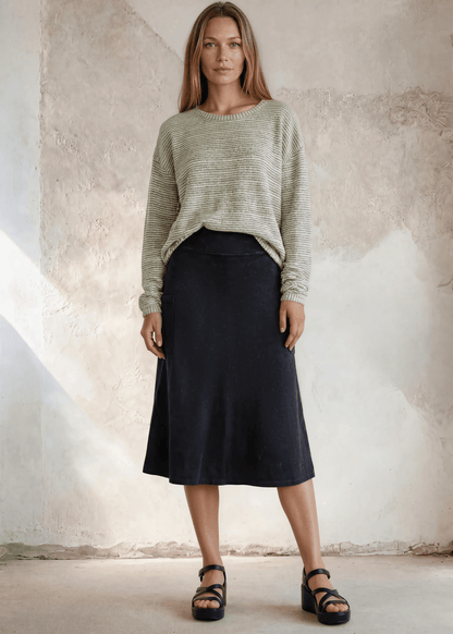 Ashville Versatile Cotton Skirt Black Denim