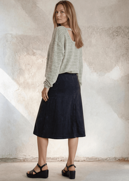 Ashville Versatile Cotton Skirt Black Denim