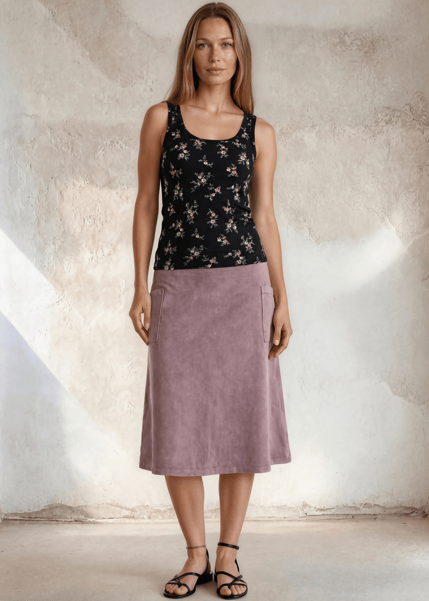 Ashville Versatile Cotton Skirt Pink Denim