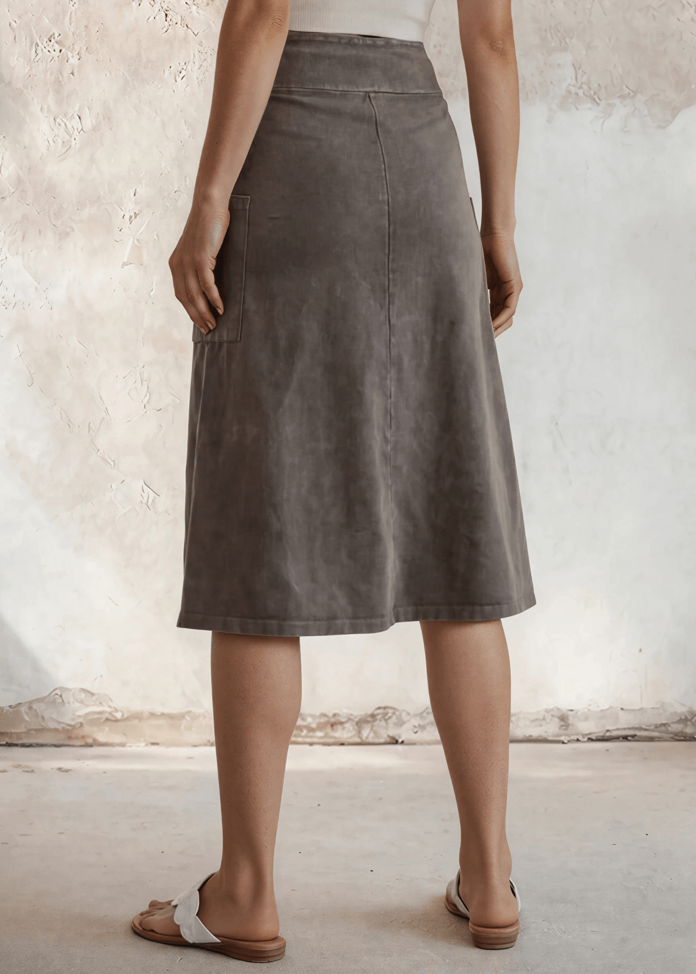 Ashville Versatile Cotton Skirt Desert Taupe