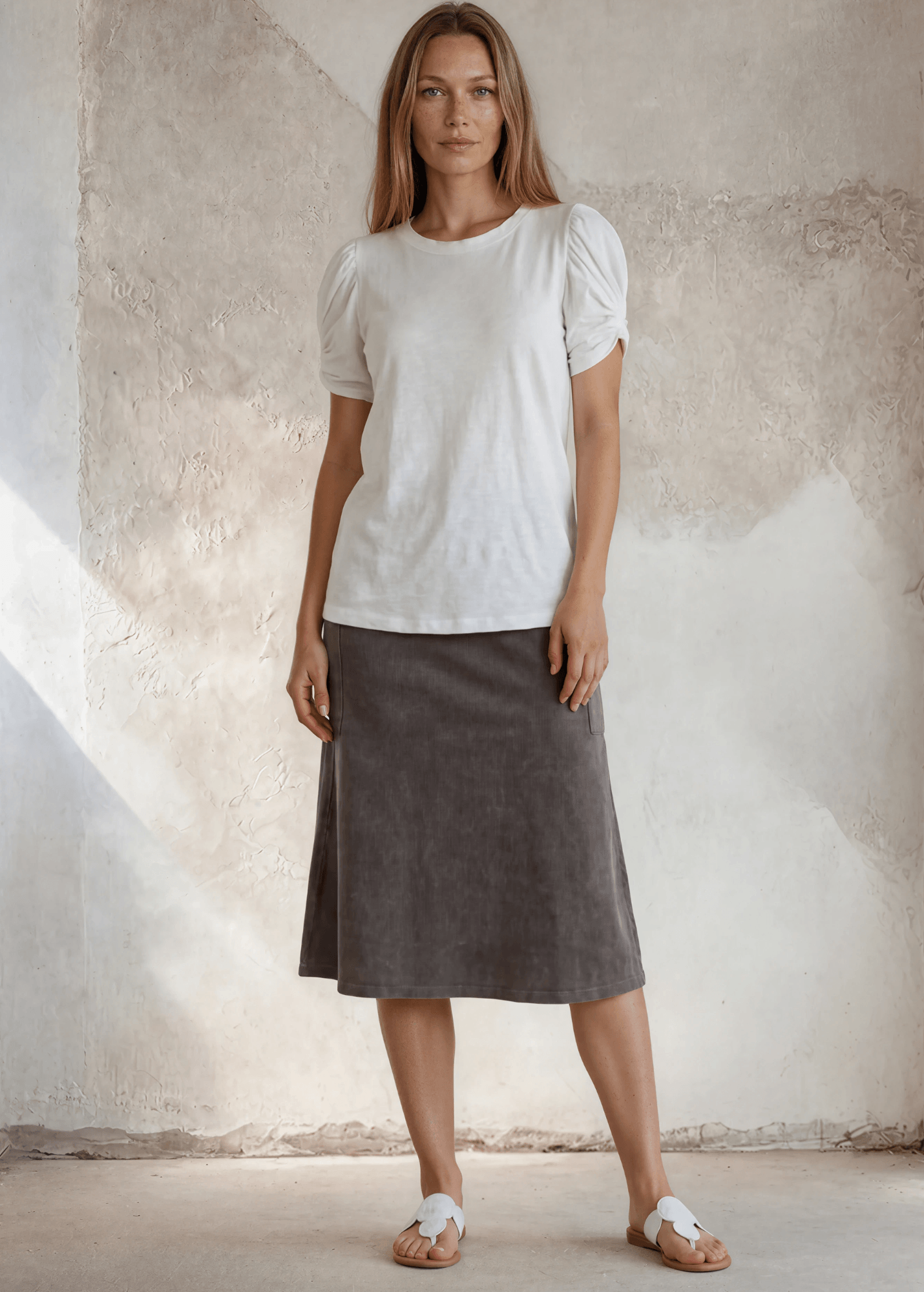 Ashville Versatile Cotton Skirt Desert Taupe