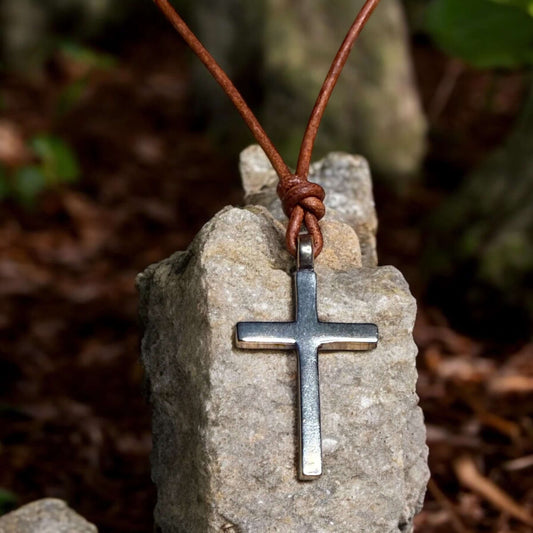 FAITH Classic Cross Necklace - Bronze on Leather Cord