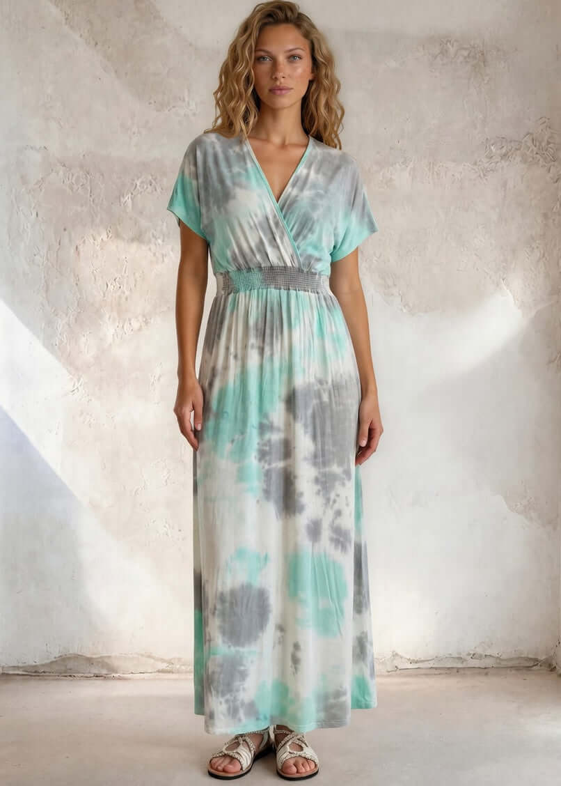 Kimber Mint Tie Dye Maxi Dress