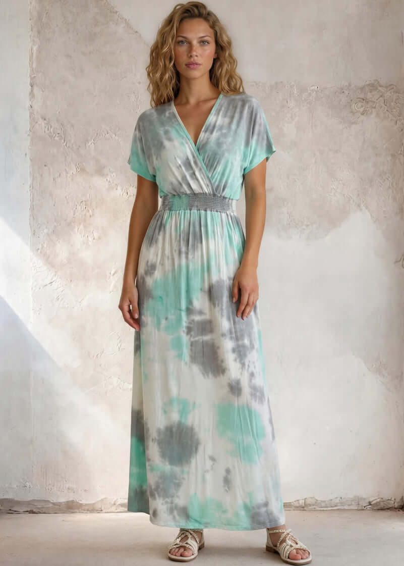 Kimber Mint Tie Dye Maxi Dress