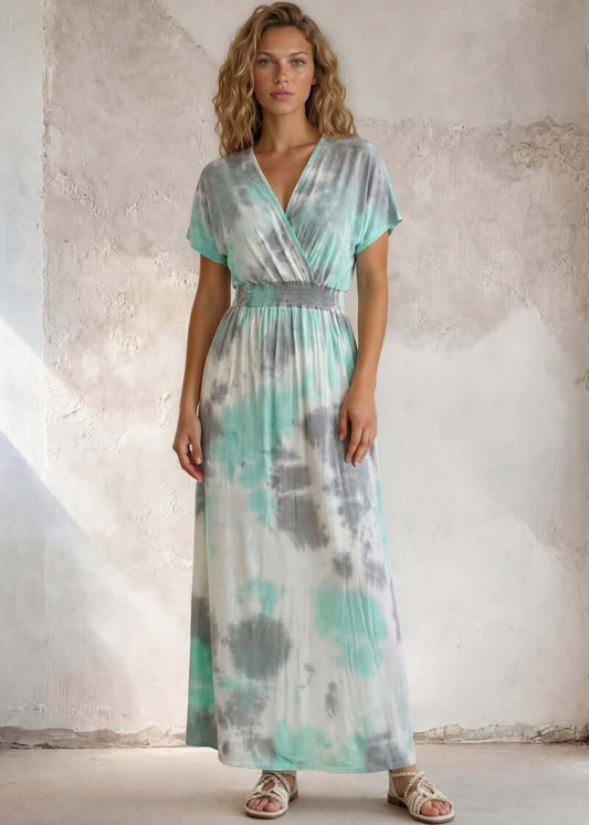 Kimber Mint Tie Dye Maxi Dress
