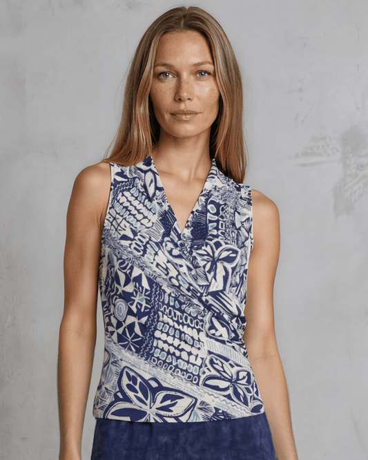 Karol Knit Surplice V Neck Sleeveless Top