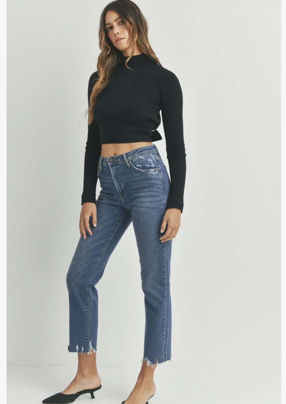 Distressed Cropped Trendy Denim Jeans CLEARANCE FINAL SALE