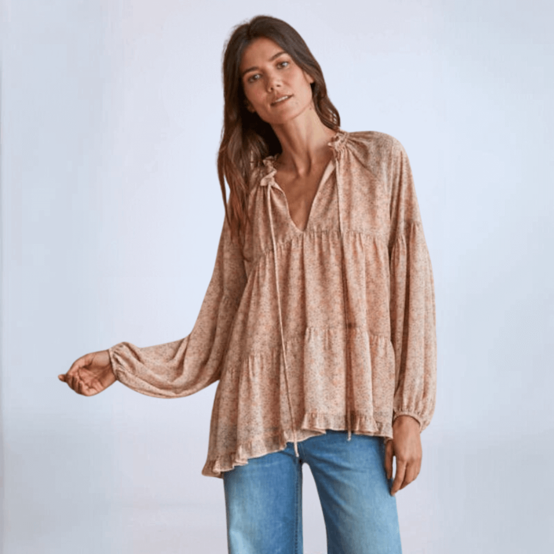 Elva Floral Ruffled Blouse Made in USA