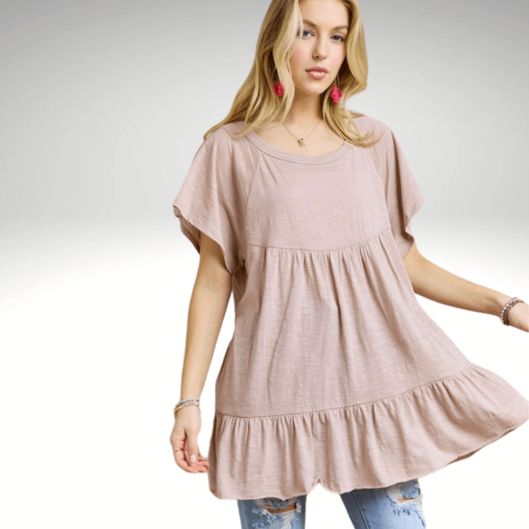Tiered Cotton Blend Tunic CLEARANCE FINAL SALE