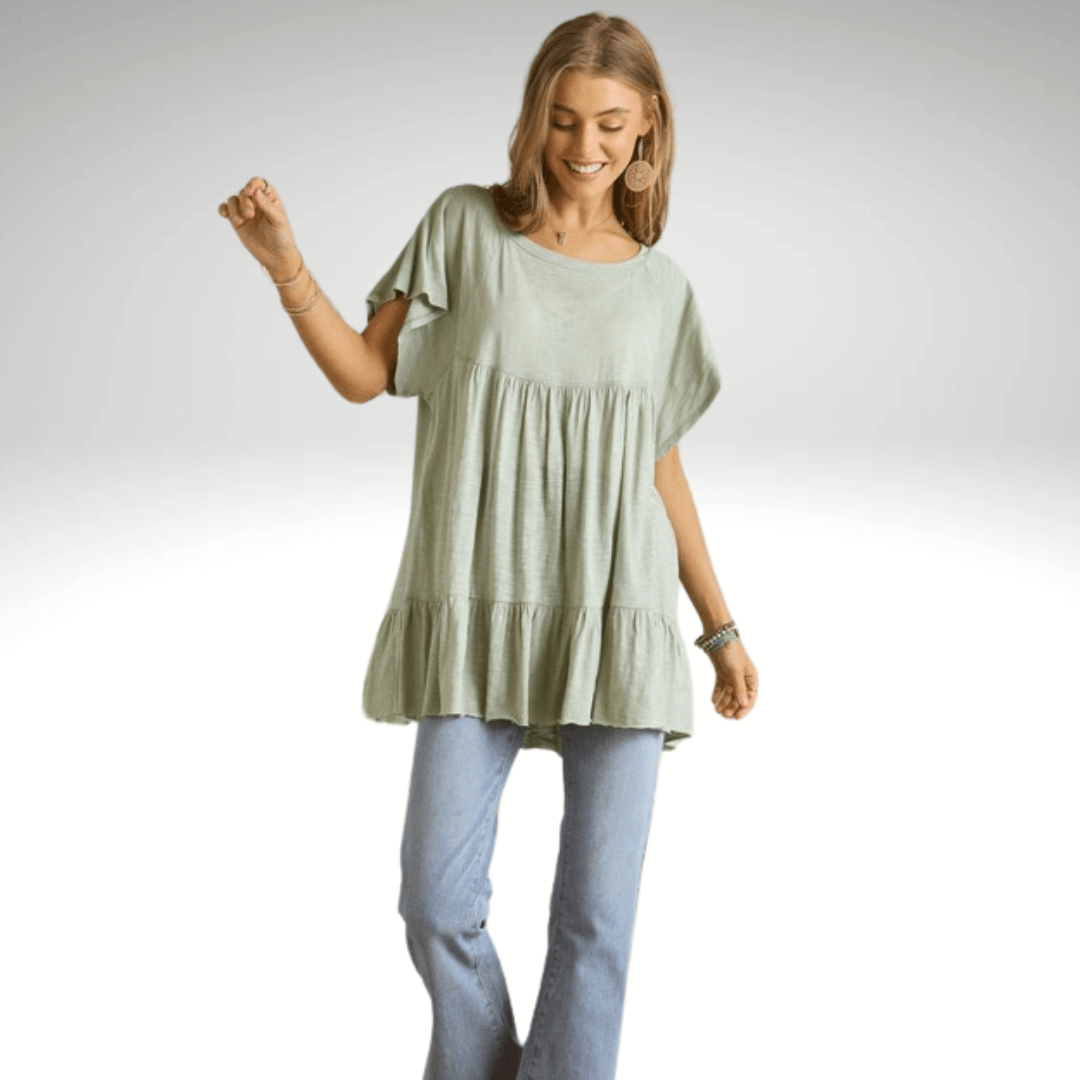 Tiered Cotton Blend Tunic CLEARANCE FINAL SALE