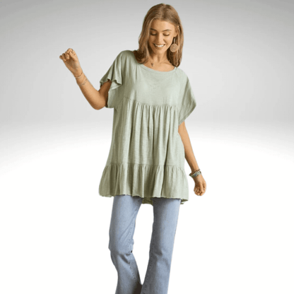 Tiered Cotton Blend Tunic CLEARANCE FINAL SALE