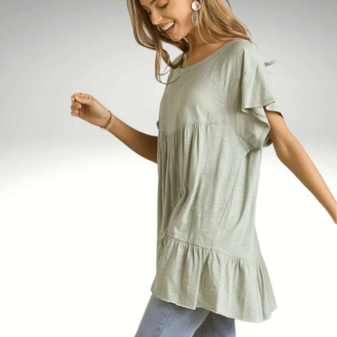 Tiered Cotton Blend Tunic CLEARANCE FINAL SALE