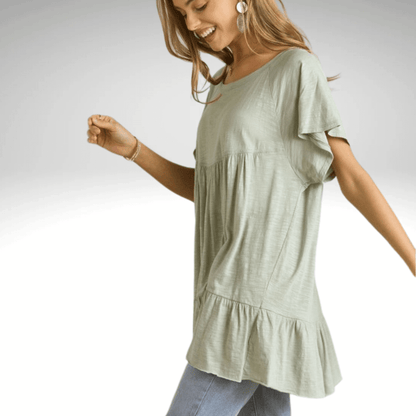 Tiered Cotton Blend Tunic CLEARANCE FINAL SALE
