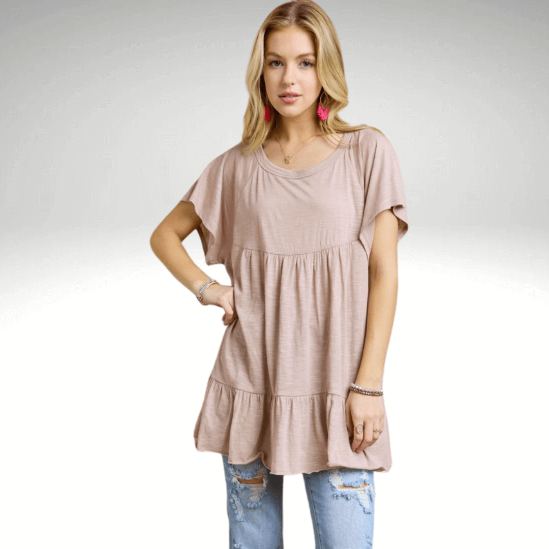 Tiered Cotton Blend Tunic CLEARANCE FINAL SALE