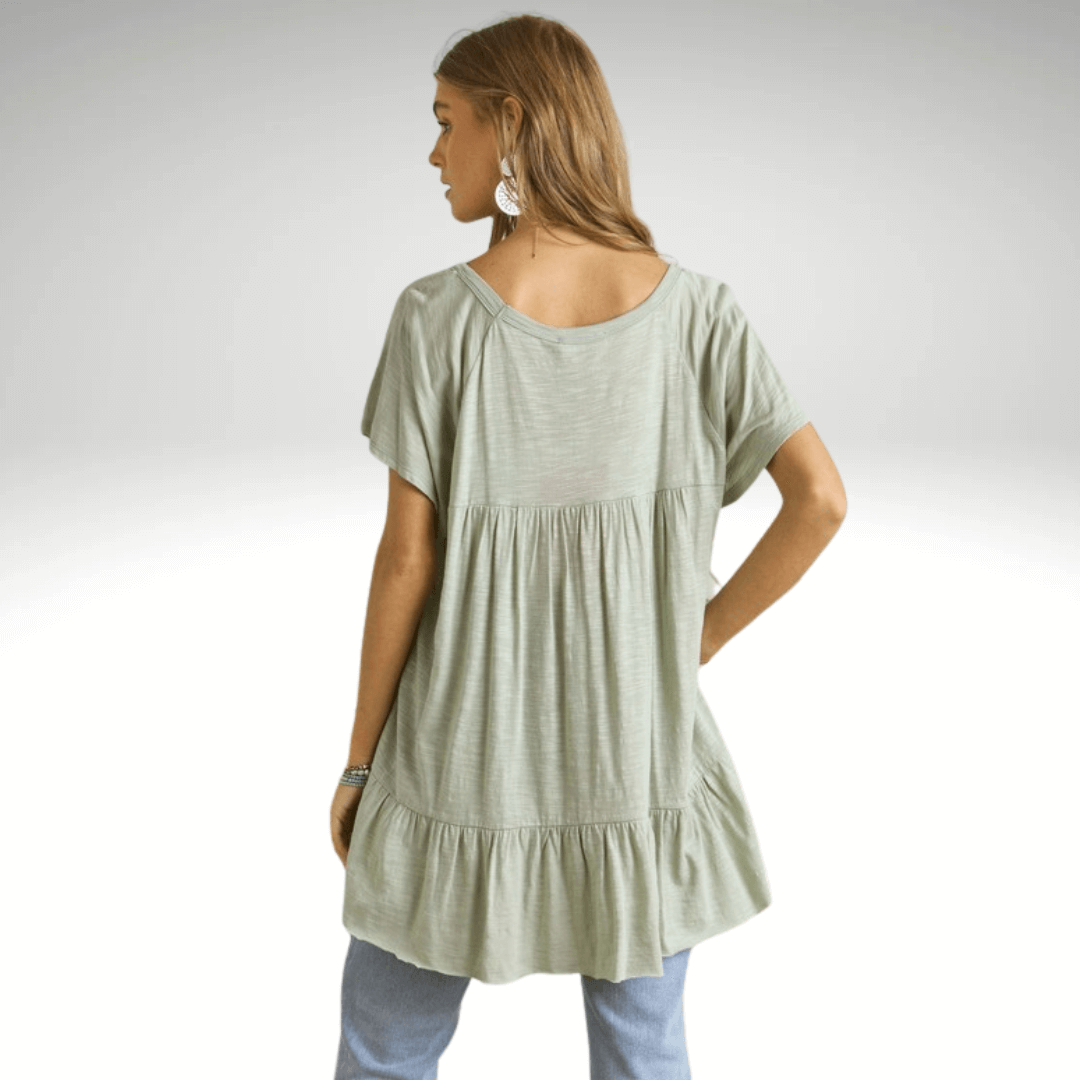 Tiered Cotton Blend Tunic CLEARANCE FINAL SALE