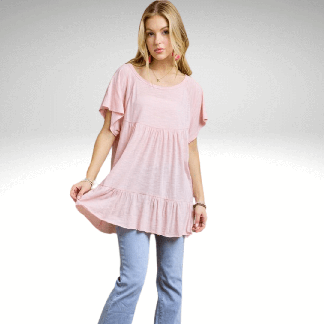 Tiered Cotton Blend Tunic CLEARANCE FINAL SALE