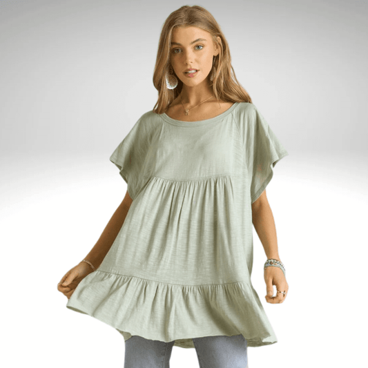 Tiered Cotton Blend Tunic CLEARANCE FINAL SALE