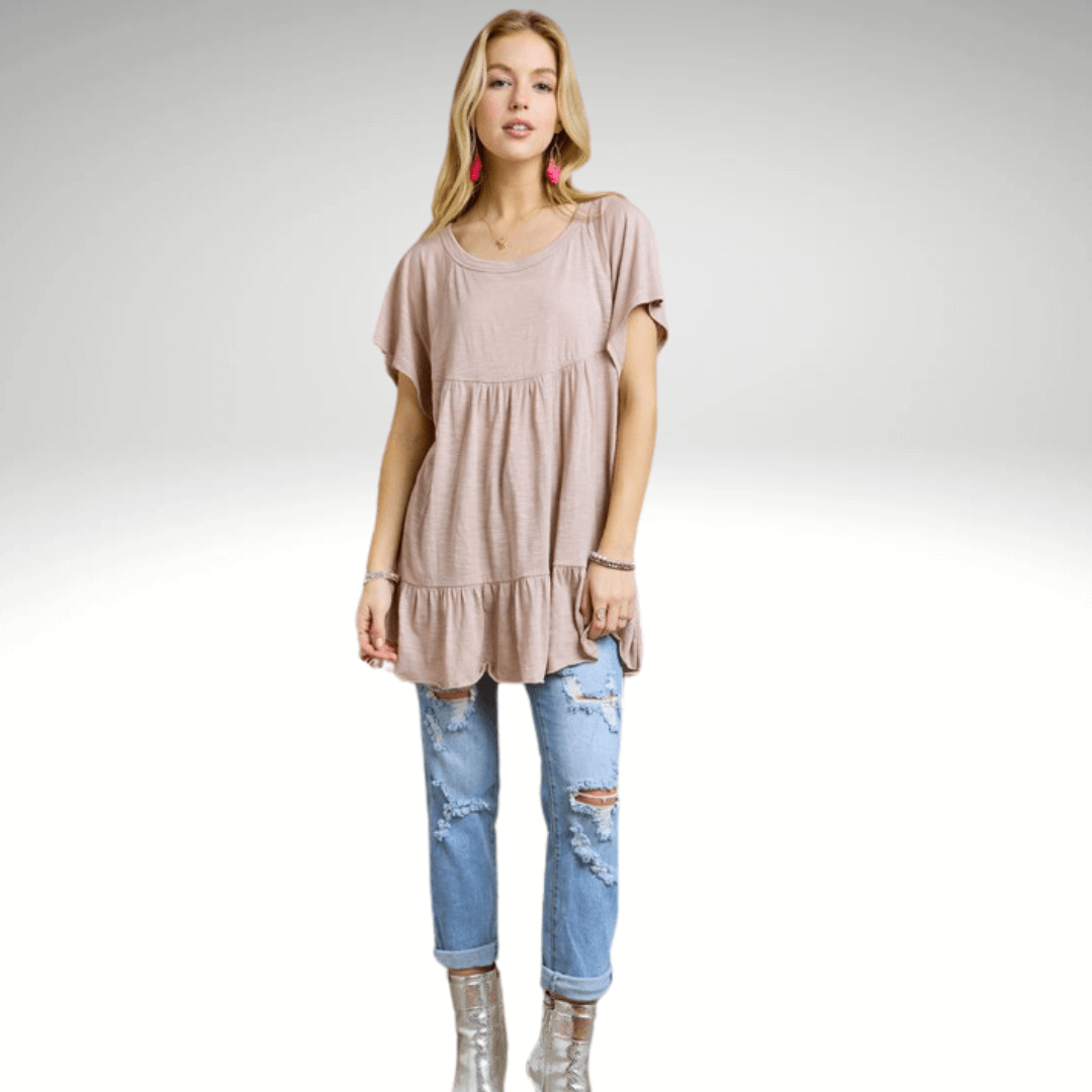 Tiered Cotton Blend Tunic CLEARANCE FINAL SALE