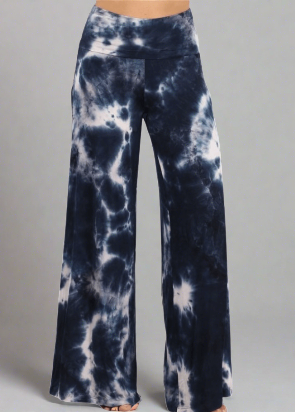Beach and Lounge Navy Tie Dye Palazzo Pants Made in USA