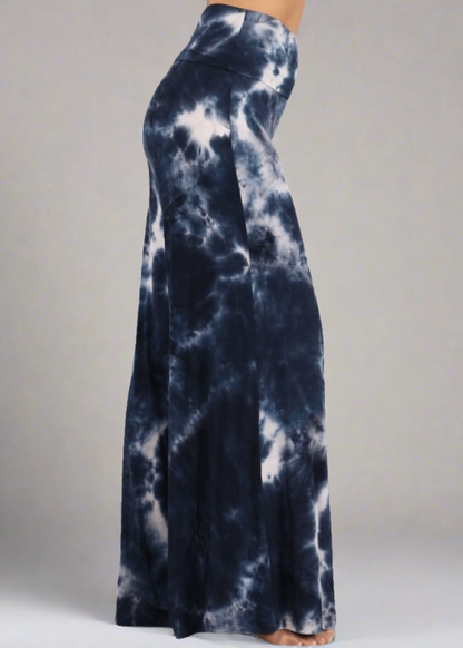 Beach and Lounge Navy Tie Dye Palazzo Pants Made in USA
