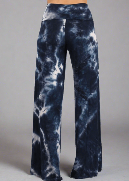 Beach and Lounge Navy Tie Dye Palazzo Pants Made in USA
