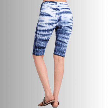 Longer Length Tie Dye Biker Shorts in Navy