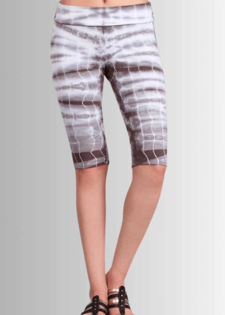 Longer Length Tie Dye Biker Shorts in Taupe