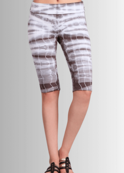 Longer Length Tie Dye Biker Shorts in Taupe