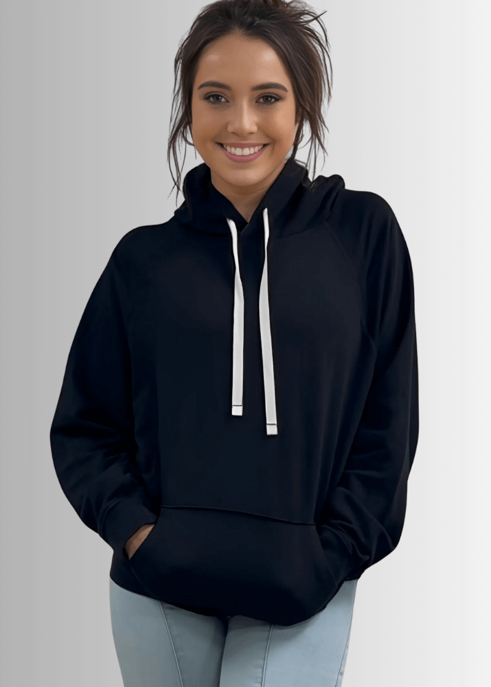 Celeste French Terry Hoodie in Black Made in USA