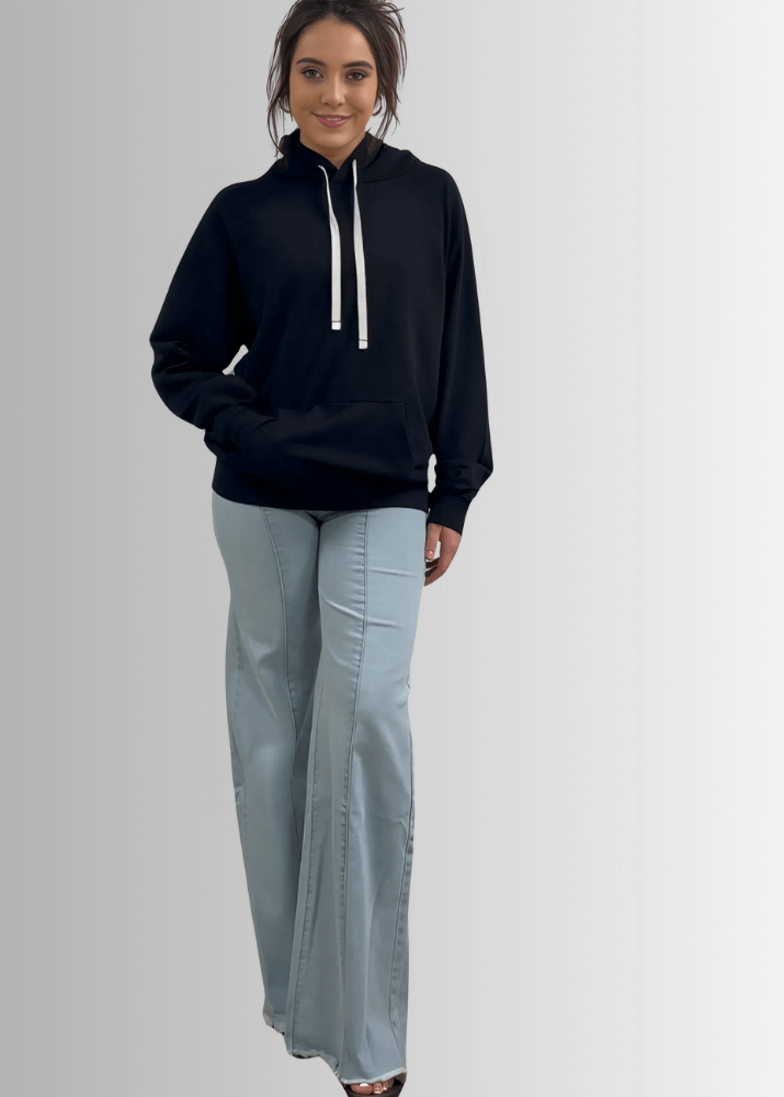 Celeste French Terry Hoodie in Black Made in USA
