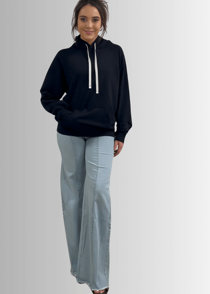Celeste French Terry Hoodie in Black Made in USA