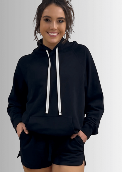 Celeste French Terry Hoodie in Black Made in USA