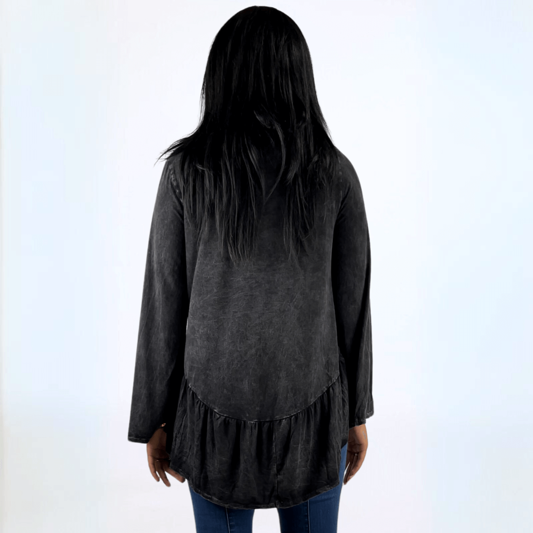 Mineral Washed Soft Flounce Ruffle Tunic CLEARANCE FINAL SALE