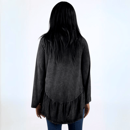 Mineral Washed Soft Flounce Ruffle Tunic CLEARANCE FINAL SALE