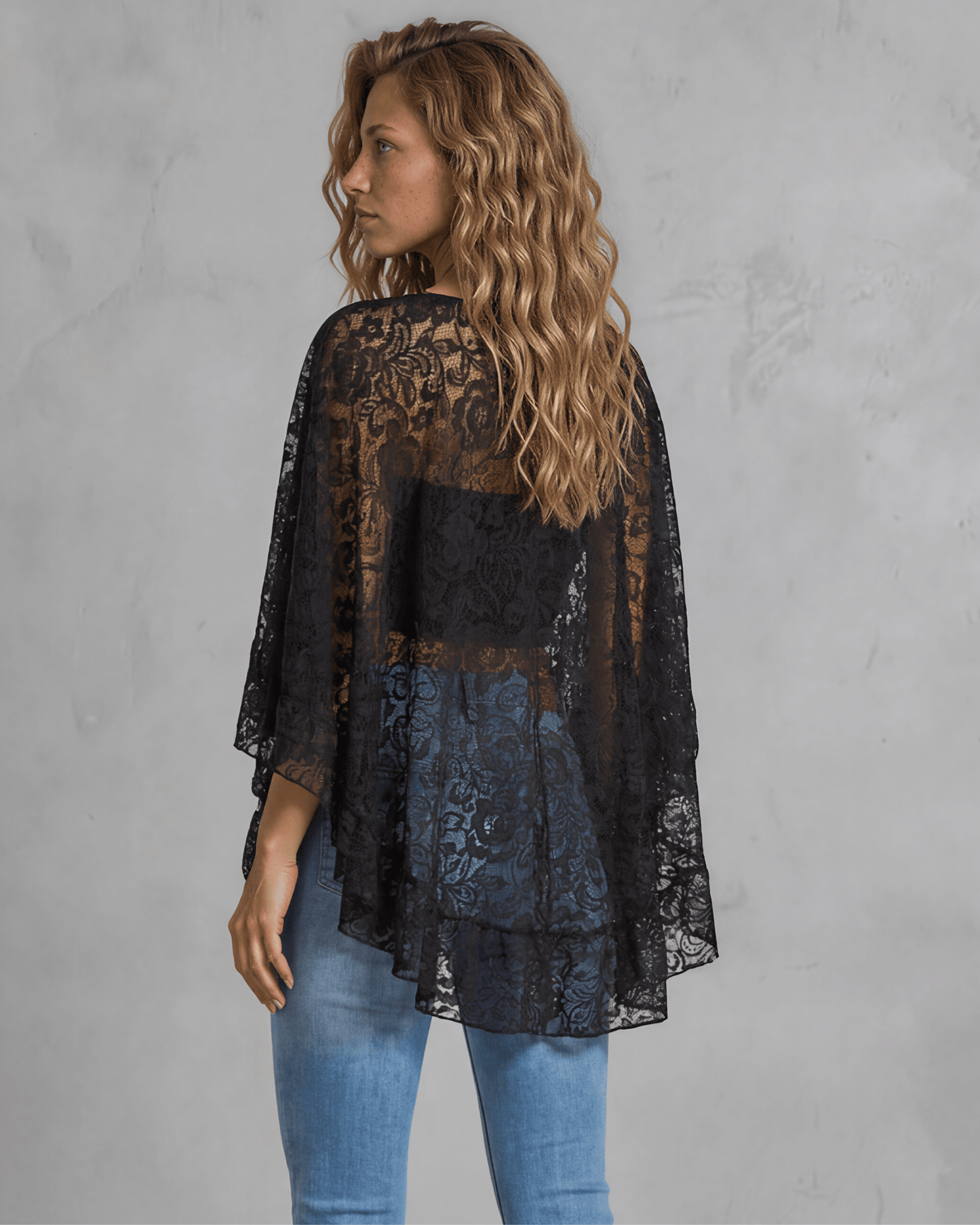 Victoria Black Lace Accent Shawl