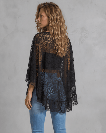 Victoria Black Lace Accent Shawl