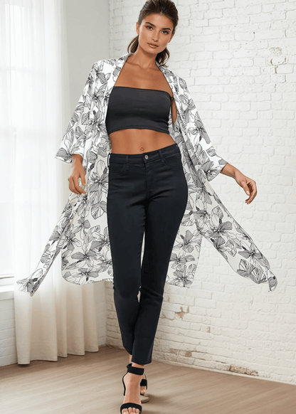 Mira Open Front Floral Kimono