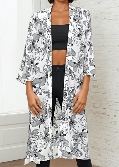 Mira Open Front Floral Kimono