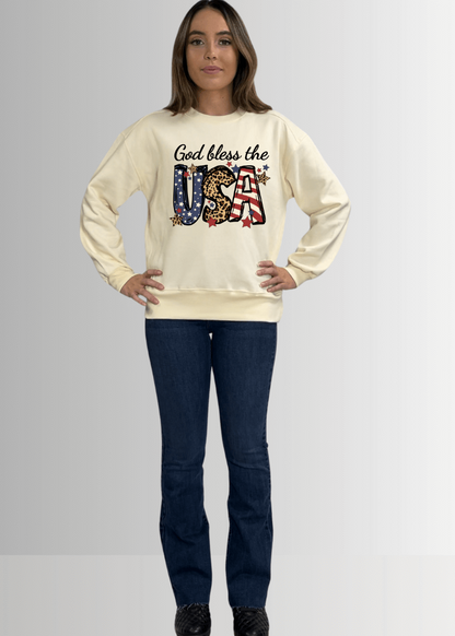 God Bless USA Graphic Cotton Fleece