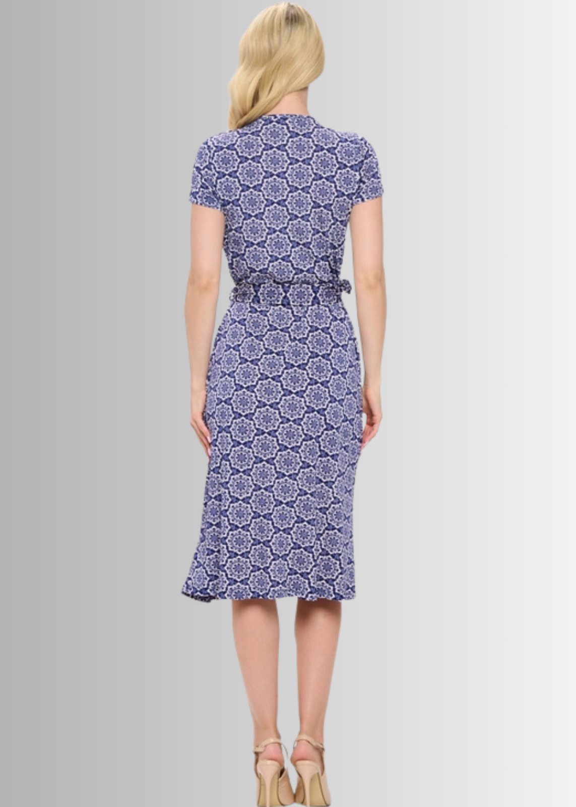 A Feminine Touch Navy Floral Jersey Wrap Dress